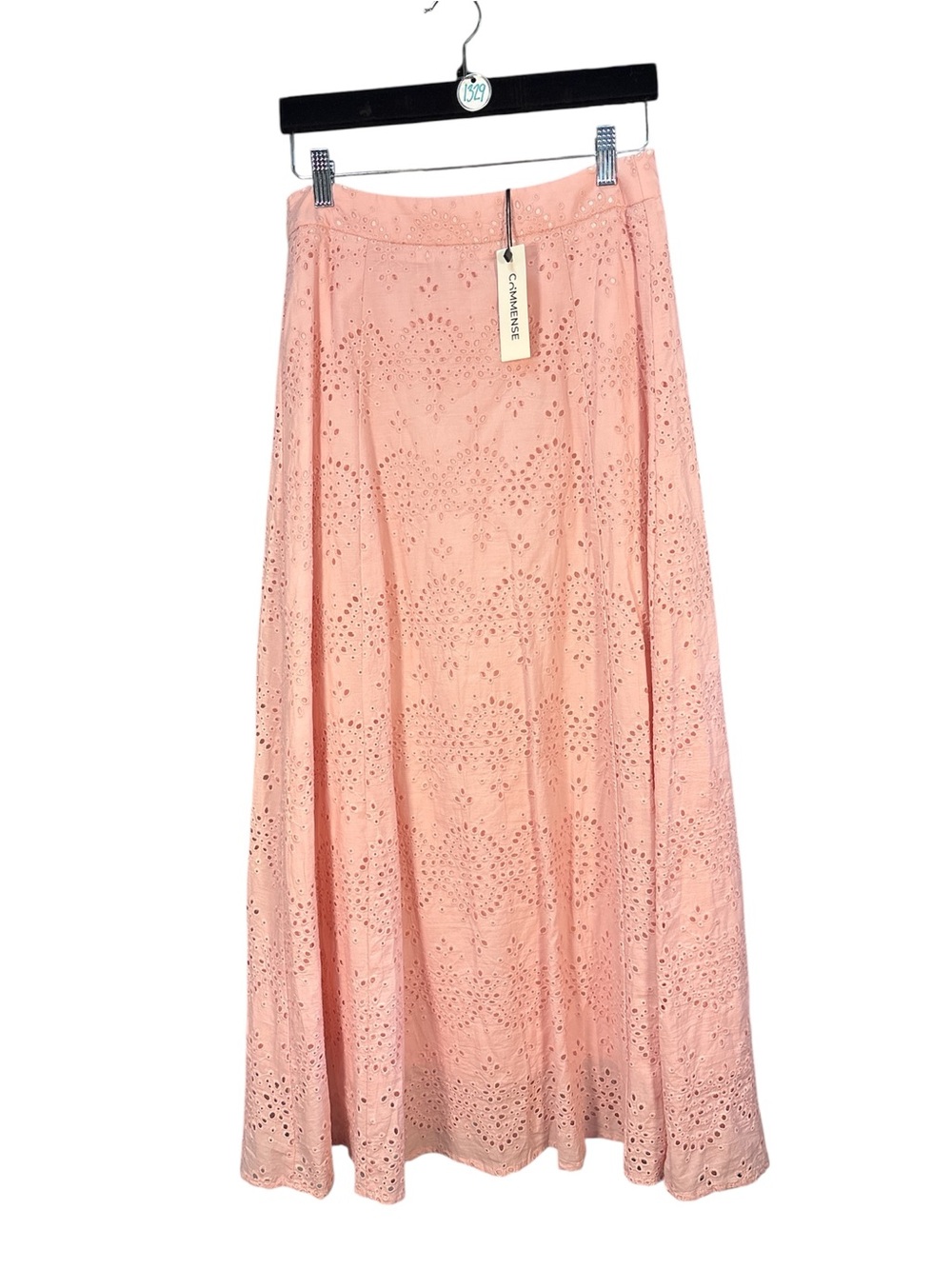 NWT Commense Eyelet Maxi Skirt Baby Pink Cotton Lined Size Small - Picture 2 of 4